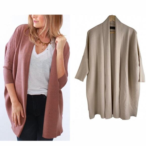 Kerisma Mercer Open Cardigan Sweater Size S/M Beige Ecru Angora Casual Staple - Picture 4 of 13